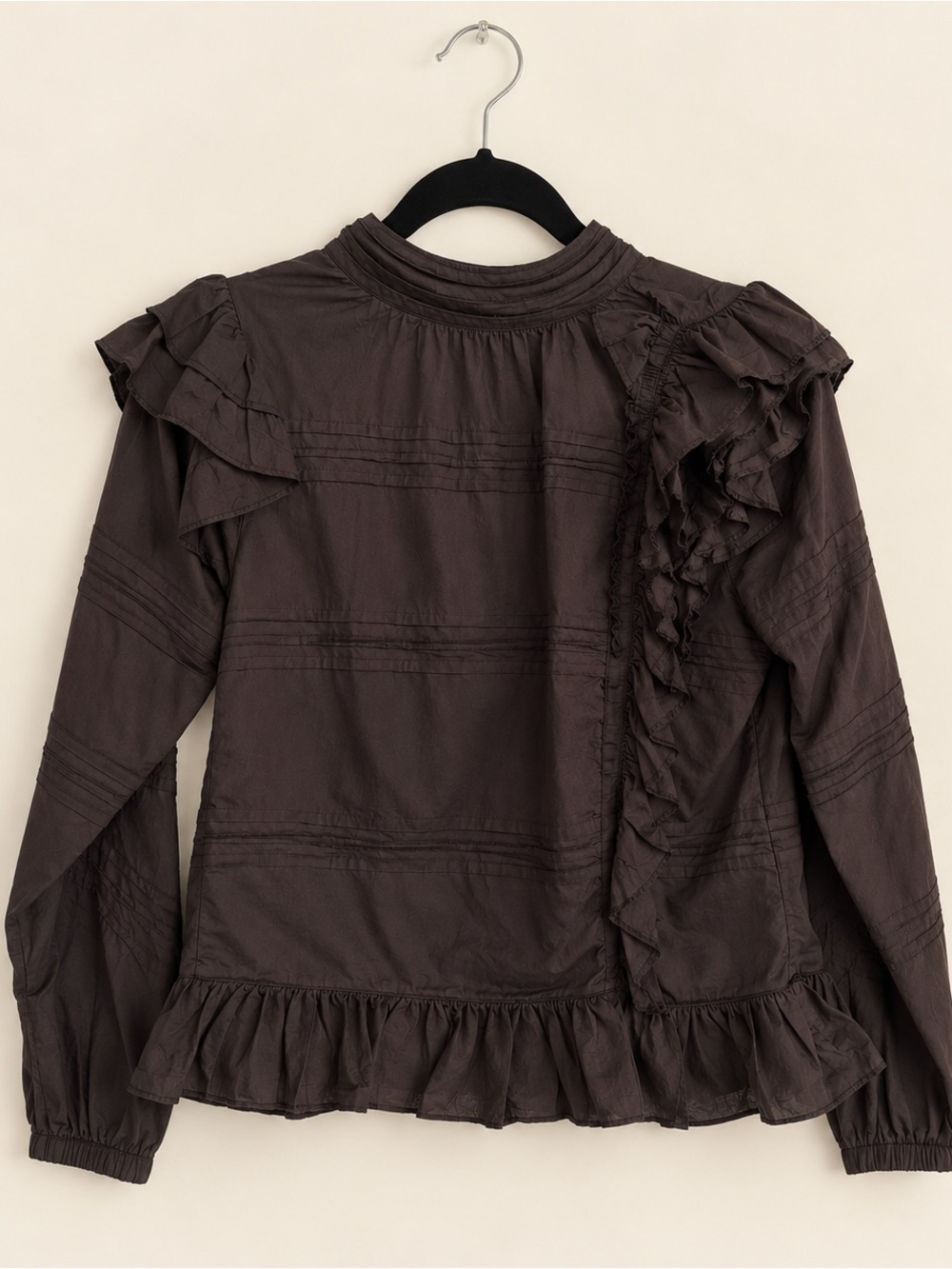 Maria Stanley Ruffled Long-Sleeve Blouse - Gray